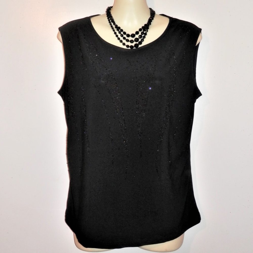 Bleeker & McDougal XL Tank Black Beaded Stretch